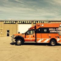 fire truck outside of dakota battery electric