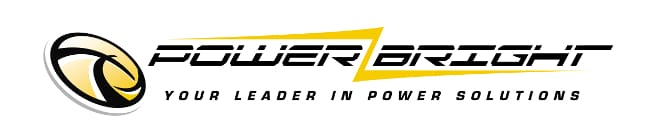 Power Bright Logo black with yellow lightning stripe through