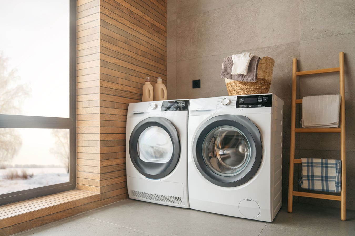 Washer and Dryer units in a Laundry Room